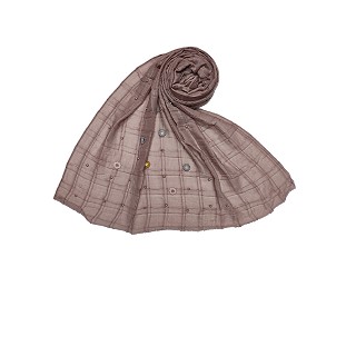 Cotton Box Checkered With Moti and Flower Design Scarf